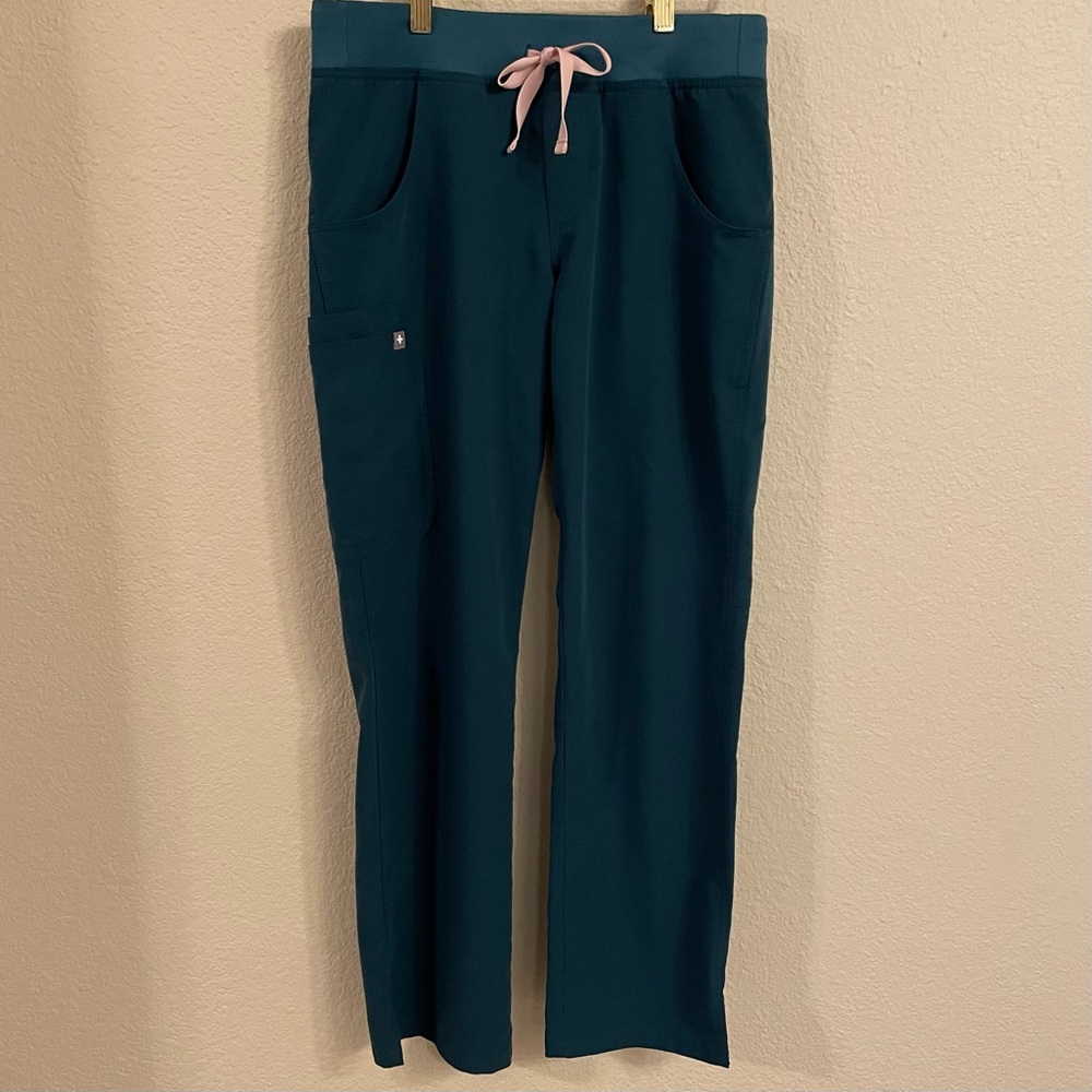 FIGS Womens Kade Cargo Scrub Pants Stretch Teal Green Small Style T21004